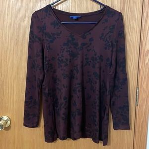 Burgundy tunic with black flowers